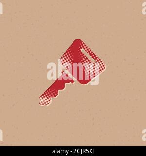 Key icon in halftone style. Grunge background vector illustration. Stock Vector