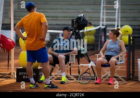 Simona Halep of Romania during practice with coach Darren Cahill at the 2020 Internazionali BNL d'Italia WTA Premier 5 tennis tournament on September Stock Photo