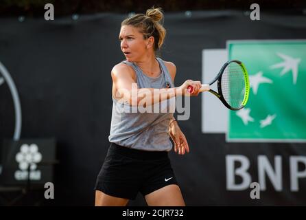 Simona Halep of Romania during practice at the 2020 Internazionali BNL d'Italia WTA Premier 5 tennis tournament on September 14, 2020 at Foro Italico Stock Photo