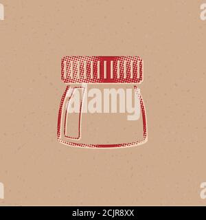 Printing magnifier icon in halftone style. Grunge background vector illustration. Stock Vector