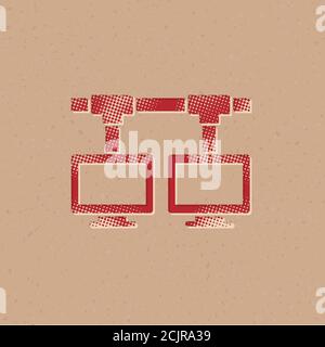 Local area network icon in halftone style. Grunge background vector illustration. Stock Vector