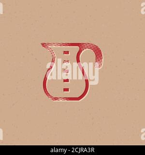 Measure jug icon in halftone style. Grunge background vector illustration. Stock Vector