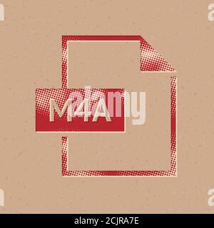 File format icon in halftone style. Grunge background vector ...