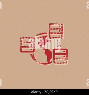 Database icon in halftone style. Grunge background vector illustration ...