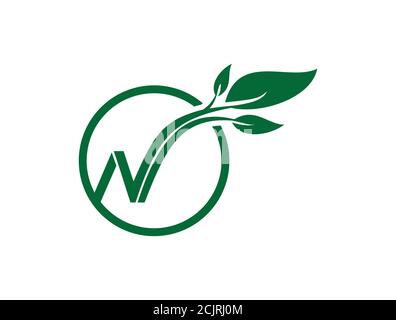 A vector Logo for Natural Company with letter N and leafs symbol naily added Stock Vector