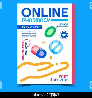 Online Pharmacy Creative Advertising Poster Vector Stock Vector