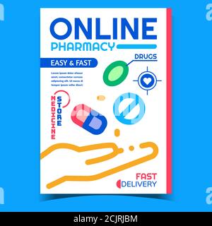 Online Pharmacy Creative Advertising Poster Vector Stock Vector