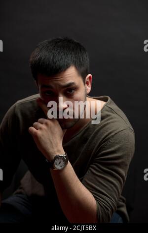 sad man with thoughtful expression. tiredness concept.a hard-boiled appraisal of the situation Stock Photo