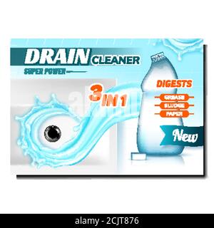 Drain Cleaner Super Power Promo Banner Vector Stock Vector