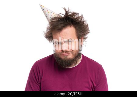 Crazy bearded man - holidays concept Stock Photo