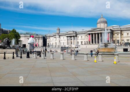 Trafalgar Square with the National Gallery and fountains by Edwin Lutyens. London, UK. Stock Photo
