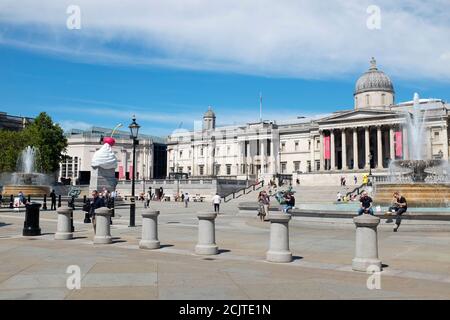 Trafalgar Square with the National Gallery and fountains by Edwin Lutyens. London, UK.