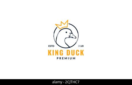 goose or duck line  crown  logo design Stock Vector