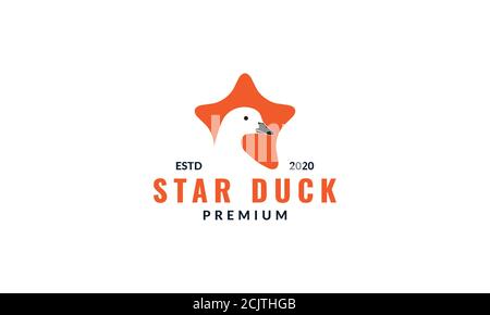 animal bird goose or duck in star silhouette  logo design Stock Vector
