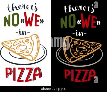 Restaurant food menu design, hand drawn illustrations, Italian Pizza hand drawn vector illustration. Pizza slices label, Packaging design template, Sk Stock Vector