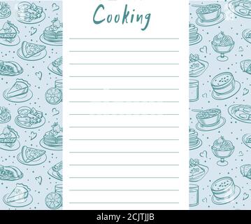 Design of recipes book. Hand drawn doodles objects food and utensils. Cookbook Stock Vector