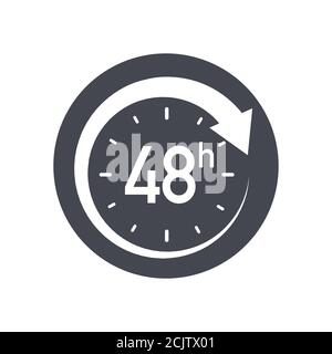 48h icon. Flat vector illustration in black on white background Stock ...