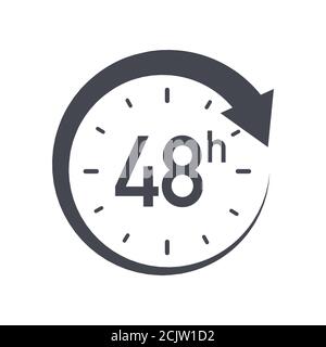 48h icon. Flat vector illustration in black on white background. Stock Vector