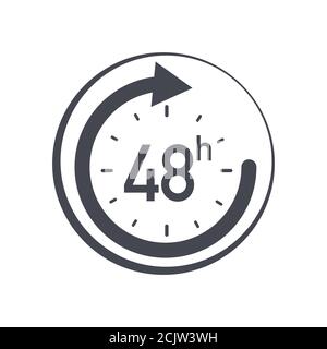 48h icon. Flat vector illustration in black on white background. Stock Vector