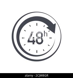 48h icon. Flat vector illustration in black on white background. Stock Vector