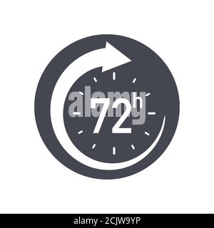 72h icon. Flat vector illustration in black on white background Stock ...