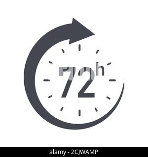 72h icon. Flat vector illustration in black on white background Stock ...