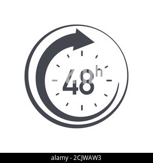 48h icon. Flat vector illustration in black on white background. Stock Vector