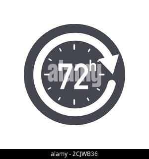 72h icon. Flat vector illustration in black on white background Stock ...