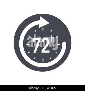 72h icon. Flat vector illustration in black on white background Stock ...