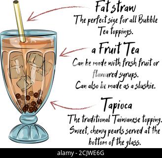 Bubble tea cup design collection, Yummy drinks, soft drinks with doodle style banner, Bubble milk tea ads with delicious tapioca and pearl, bubble tea Stock Vector
