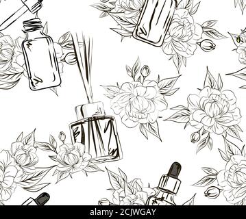 incense sticks in a diffuser, flower aromatherapy for spa salon and home, vector illustration with flower on a white background Stock Vector