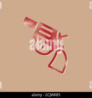 Revolver gun icon in halftone style. Grunge background vector illustration. Stock Vector