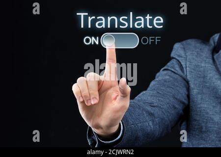 The persona turn on an abstract translation program. Stock Photo
