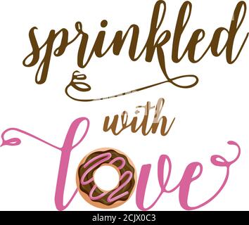 don't worry be happy. Cute print with donut,   Donuts and Cup of black coffee with Donut worry be happy note, Cute and bright set of bagels. Flat desi Stock Vector
