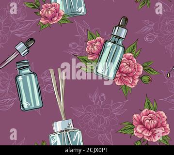 incense sticks in a diffuser, flower aromatherapy for spa salon and home, vector illustration with flower on a white background Stock Vector