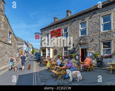 The Foresters Arms on the Main Street in the traditional English village of Grassington, Yorkshire Dales National Park, North Yorkshire, England, UK. Stock Photo