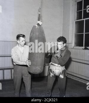 1960s, historical, boxing at a youth club, Bowhill, Scotland. Stock Photo