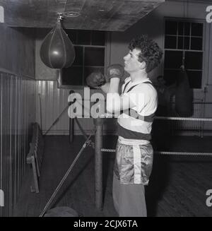 1960s, historical, boxing at a youth club, Bowhill, Scotland. Stock Photo