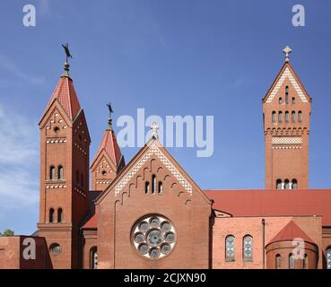 Church of Saints Simon and Helen - Red Church in Minsk. Belarus Stock Photo