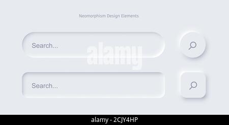 Set of Search bar form templates of neomorphic interface Stock Vector