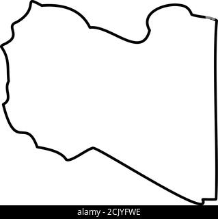 Libya - solid black outline border map of country area. Simple flat vector illustration. Stock Vector