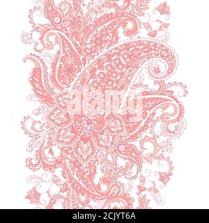Paisley seamless border pattern. Vector ethnic ornament Stock Vector