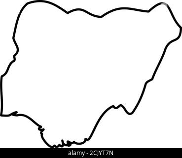 Nigeria - Solid Black Silhouette Map Of Country Area. Simple Flat ...