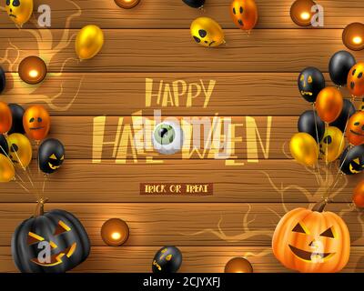 Happy Halloween horizontal banner. Stock Vector