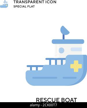 Rescue boat vector icon. Flat style illustration. EPS 10 vector. Stock Vector