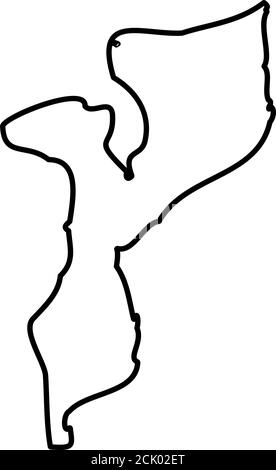 Mozambique Map. Mozambican Country Map. Black and White National Nation ...