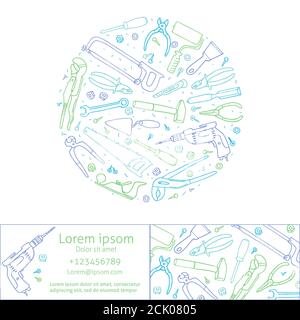 Tools Repair and Construction illustration for your design Stock Vector