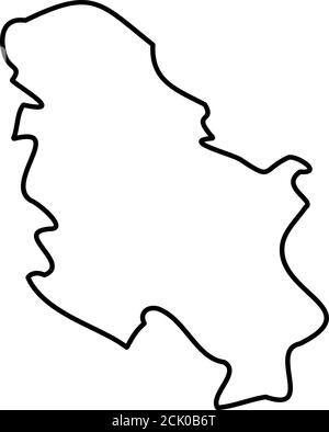 Serbia - solid black outline border map of country area. Simple flat ...