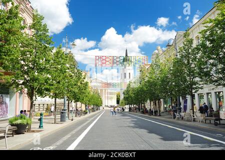 VILNIUS, LITHUANIA - JULY 14, 2020: Gediminas Avenue, the main street of Vilnius, where most of the governmental institutions of Lithuania are concent Stock Photo