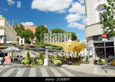VILNIUS, LITHUANIA - JULY 14, 2020: Gediminas Avenue, the main street of Vilnius, where most of the governmental institutions of Lithuania are concent Stock Photo
